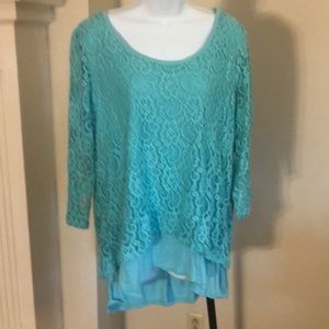 New mint green lace tunic
